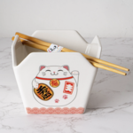 Urban Tokyo 16oz 5"W x 4"H Takeout Box Serving Bowl With Chopsticks Lucky Cat | Urban Tokyo