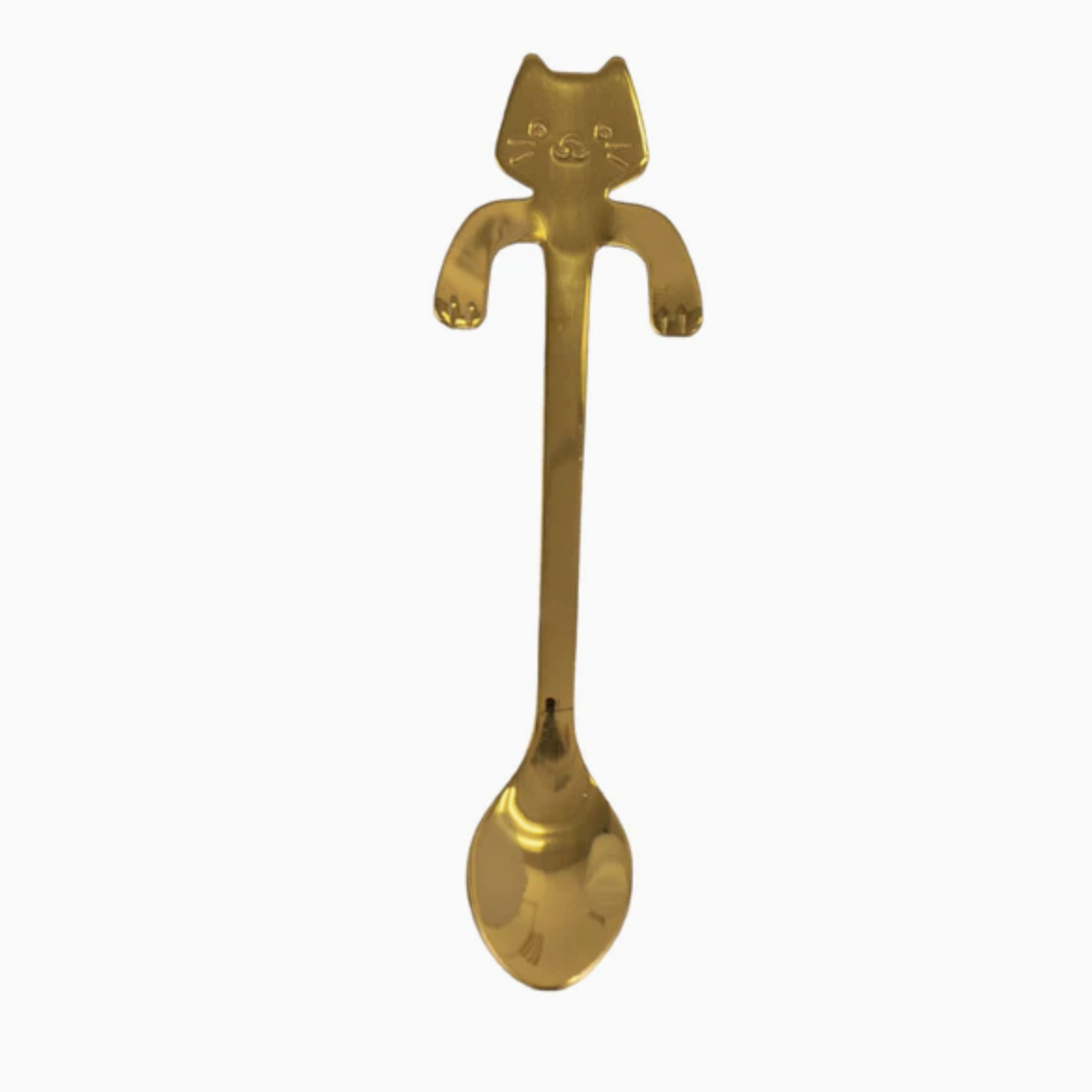 Urban Tokyo Cat Hanging 4.5"L Tea Spoon Gold