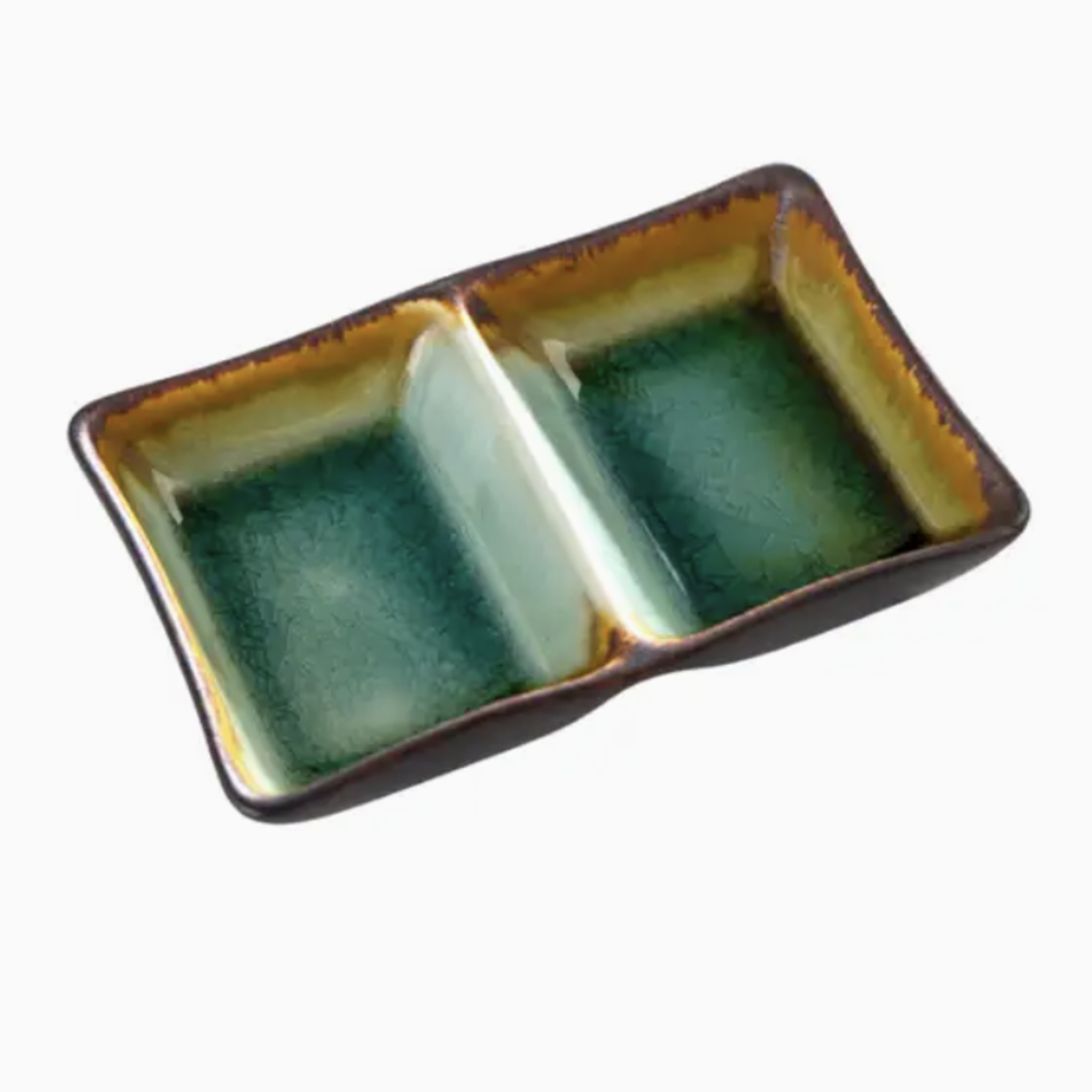 Urban Tokyo Midori Kanyu 4oz 5.25"L Divided Rectangle Sauce Dish