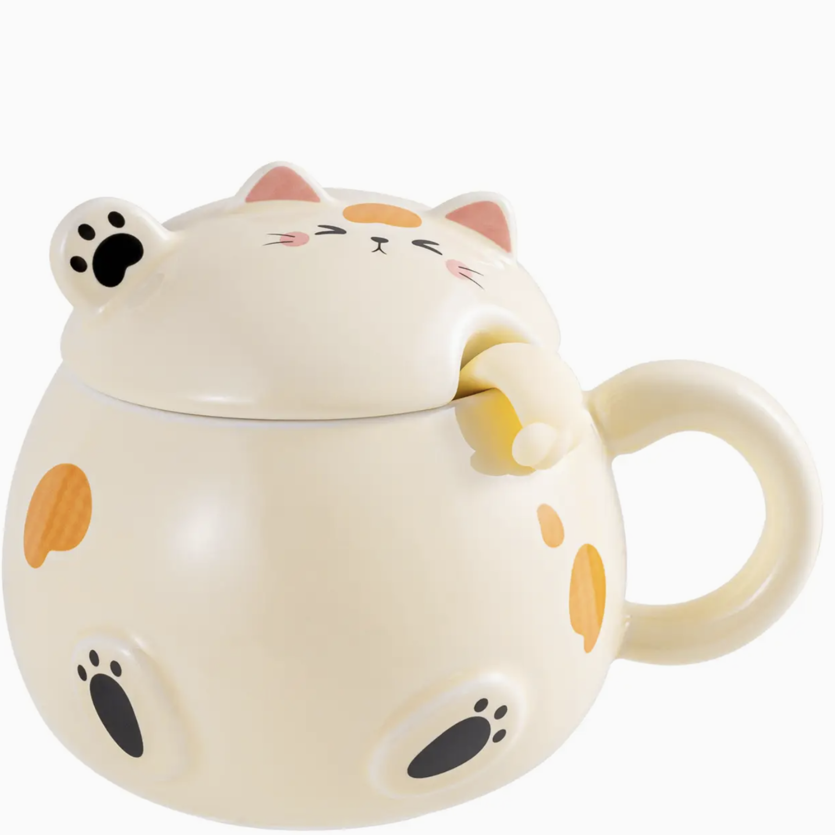 Urban Tokyo Whimsy Cat 15oz Mug With Lid and Spoon