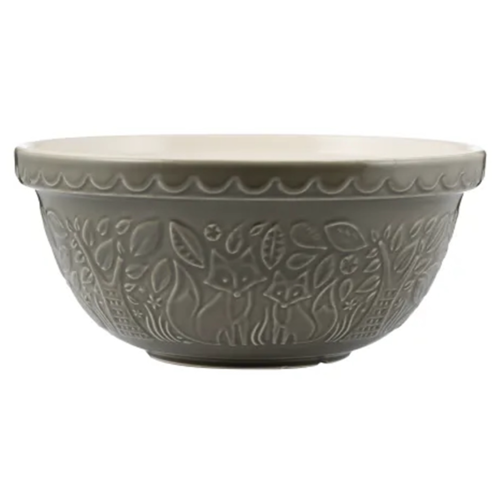 Mason Cash In the Forest S12 (4.25 Qt) Embossed Mixing Bowl - Fox (Grey) | Mason Cash