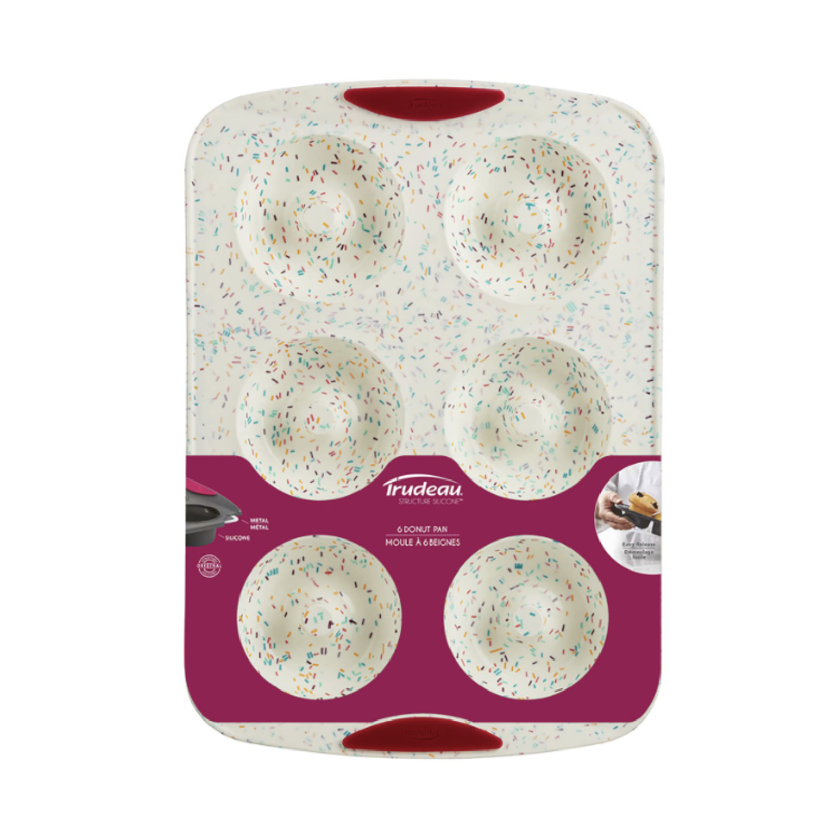 Trudeau 6ct Jumbo Donut Pan, Confetti Fuchsia | Trudeau