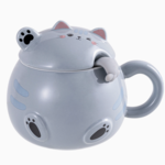 Urban Tokyo Whimsy Cat 15oz Mug With Lid and Spoon Gray | Urban Tokyo
