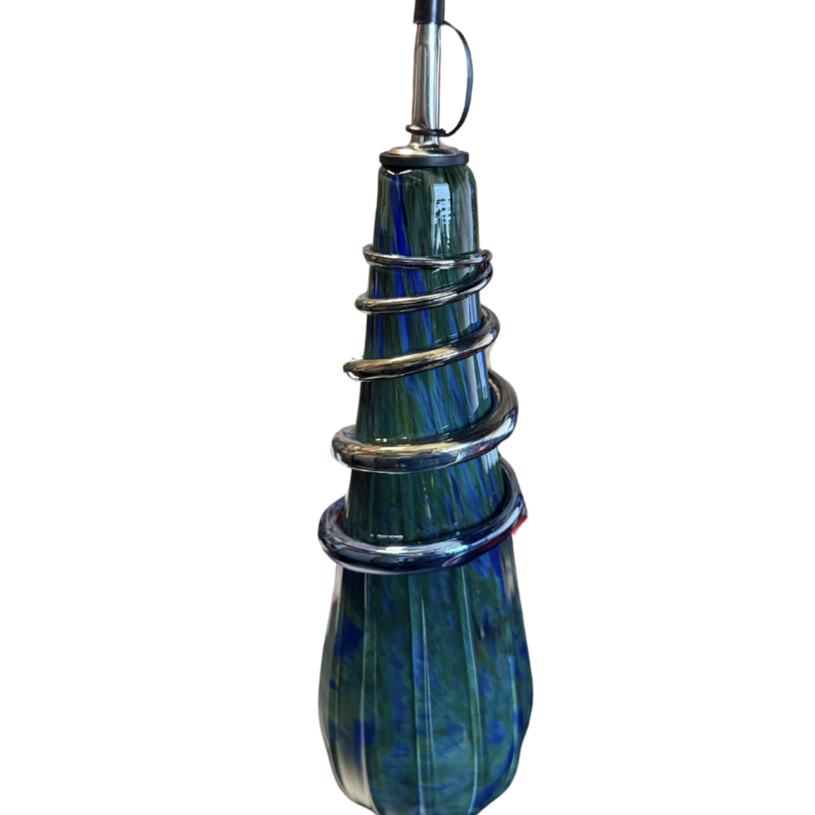 Lake Superior Art Glass Glass Blown Oil & Vinegar Bottle, Blue
