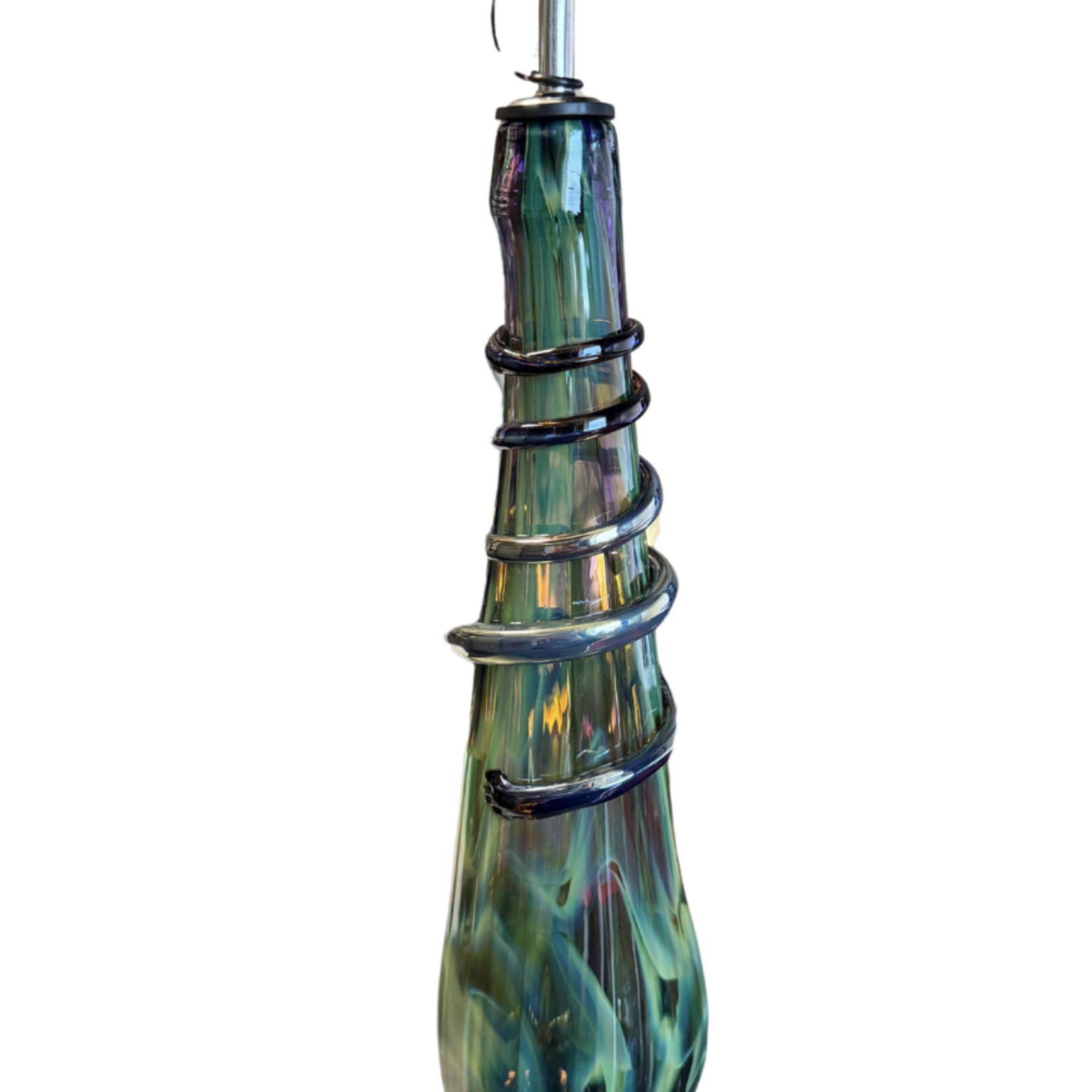 Lake Superior Art Glass Glass Blown Oil & Vinegar Bottle, Northern Lights