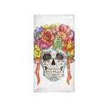 Mary Lake-Thompson Dia De Los Muertos Sunflower Skull Towel