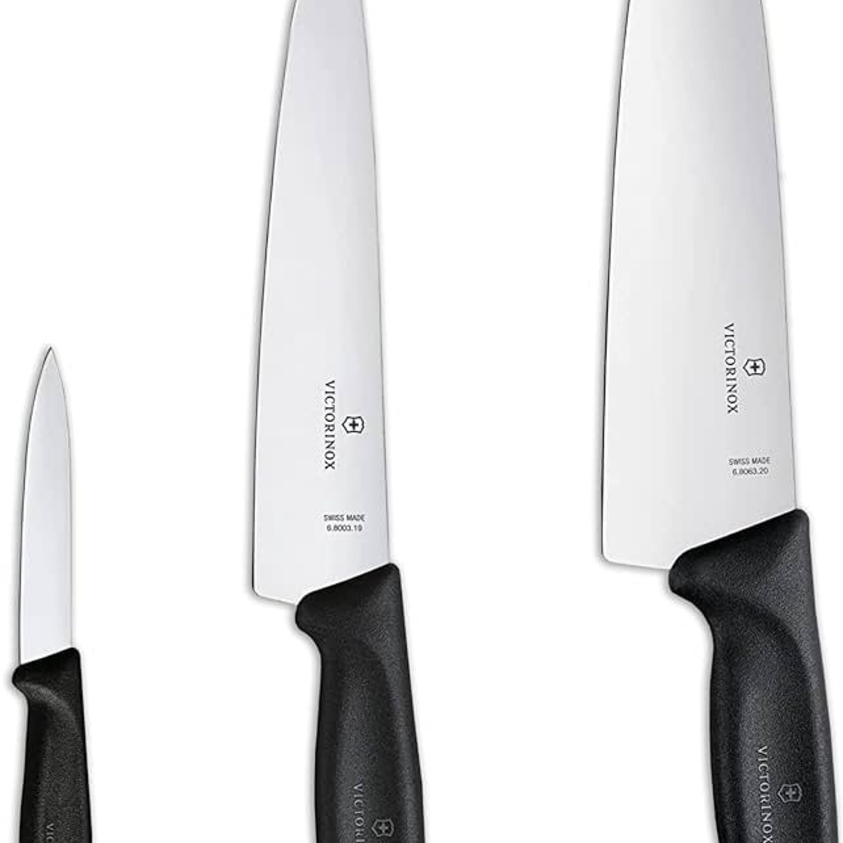 Victorinox 3-Piece Chef’s Set (8” Chef, 8” Carving, 3¼” Paring) – Black Swiss Classic | Victorinox