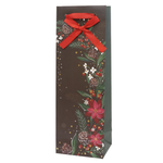 Boston International Black Christmas Floral Bottle Bag