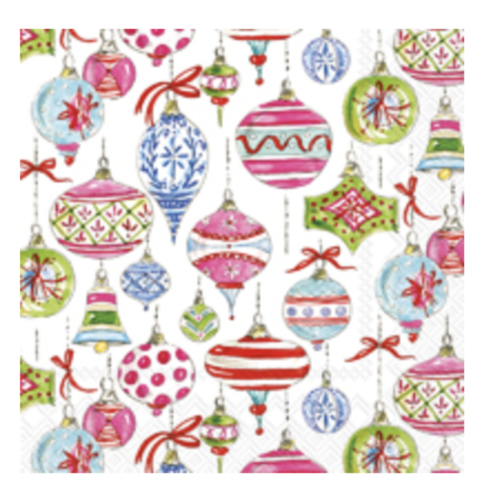Boston International Luncheon Napkin, Merry Vintage Ornaments