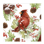 Boston International Cocktail Napkin, Cardinals In Holly
