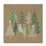 Boston International Luncheon Napkin, Green Xmas Trees White Green