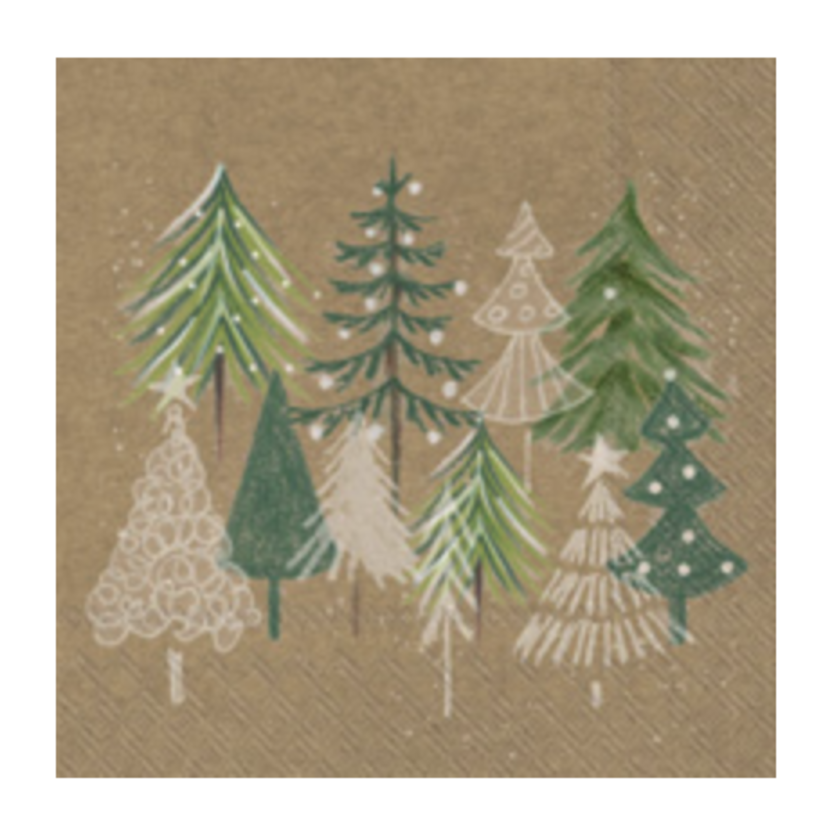Boston International Cocktail Napkin, Green Xmas Trees White Green | Boston International