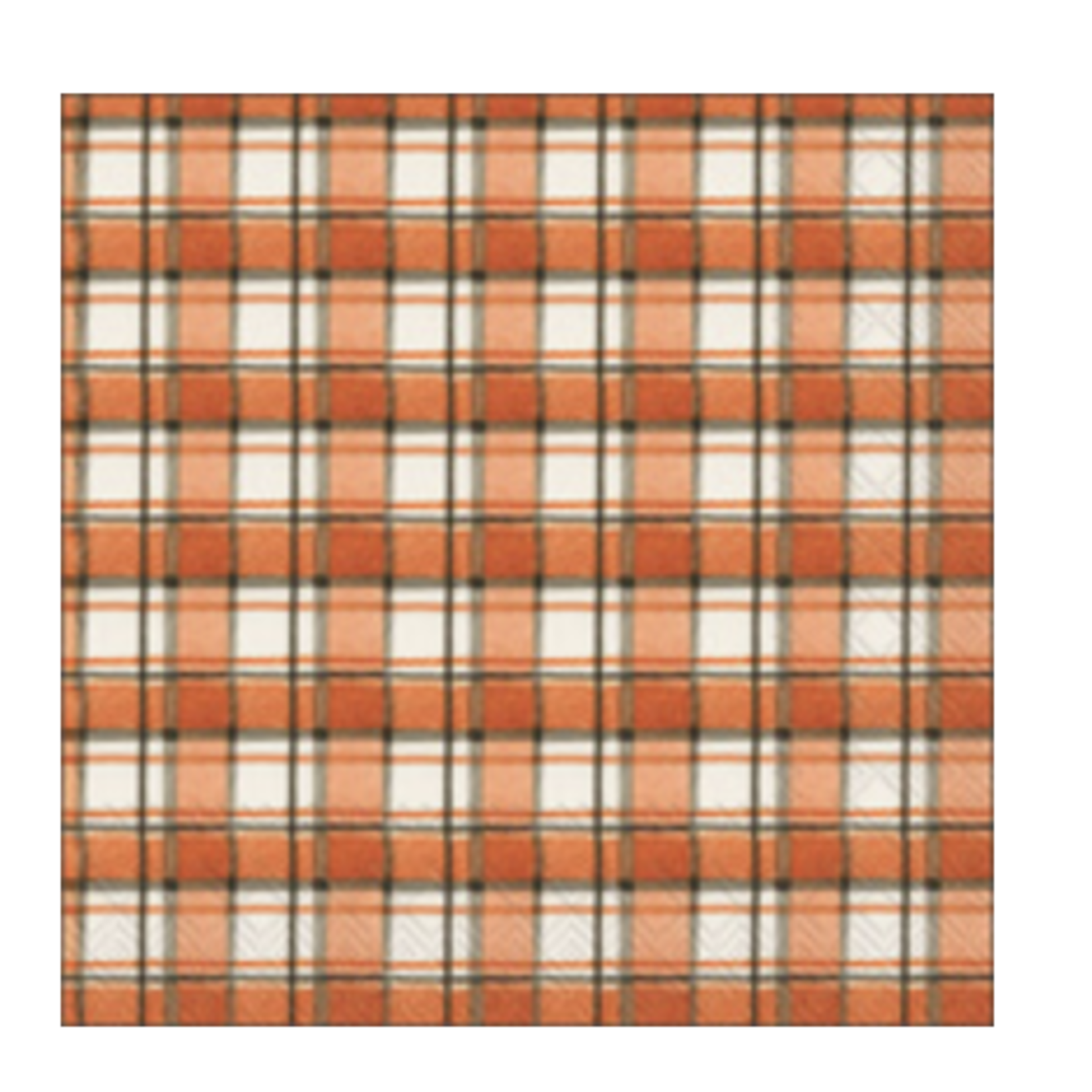 Boston International Luncheon Napkin, Orange And Gray Plaid