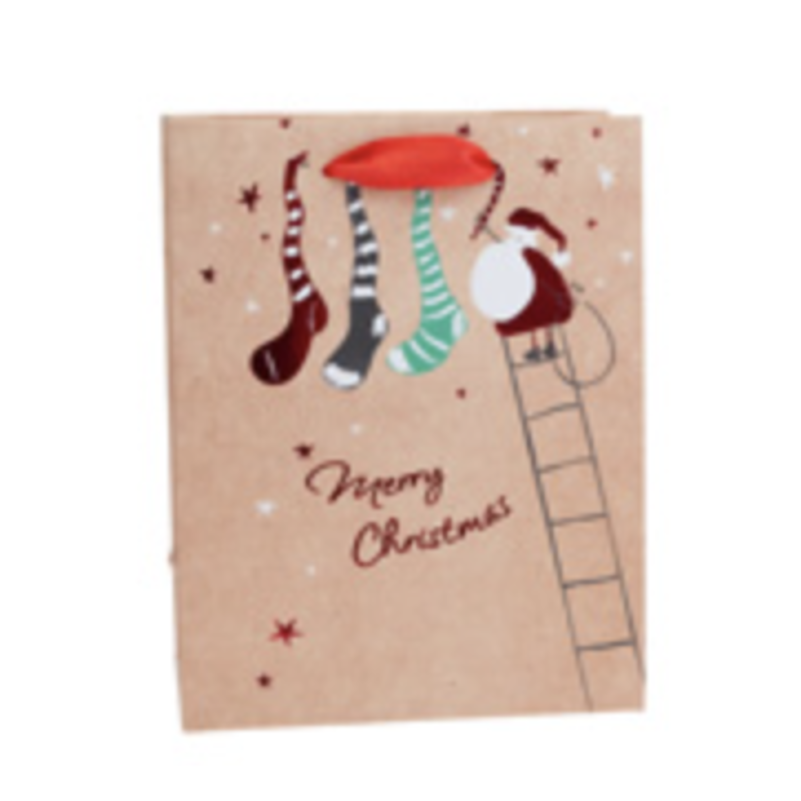 Boston International Merry Chrstmas Stockings Red Foil Medium Bag | Boston International