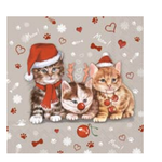 Boston International Cocktail Napkin, Cats Celebration Grey | Boston International