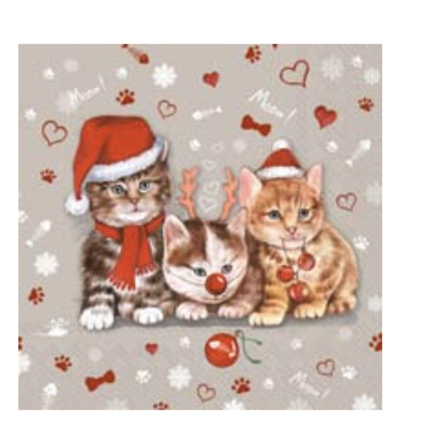 Boston International Cocktail Napkin, Cats Celebration Grey | Boston International