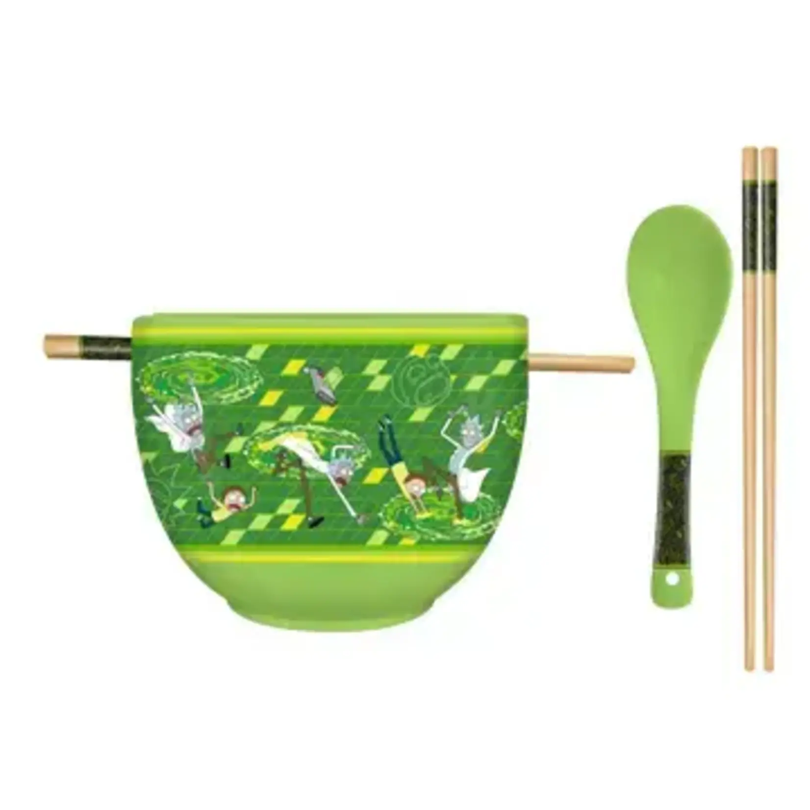 Silver Buffalo Rick & Morty 20oz Ceramic Ramen Bowl w/ Chopsticks and Spoon | Silver Buffalo