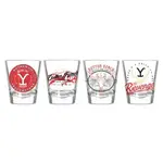 Silver Buffalo Yellowstone Multi Badge 4pc. 1.5oz. Mini Glass Set 4x1 | Silver Buffalo