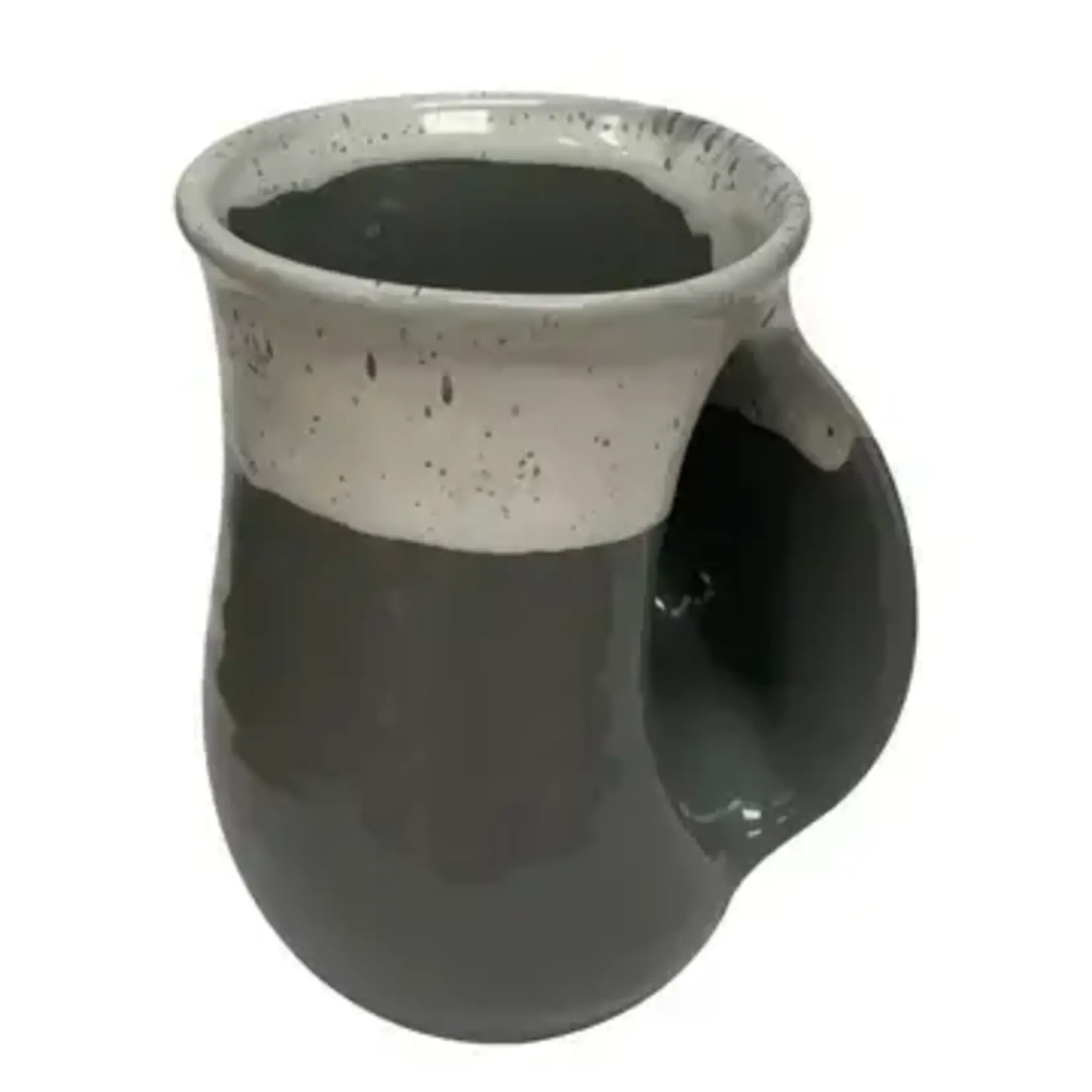 Clay in Motion Original Handwarmer Mug - Snowcap / Right Hand