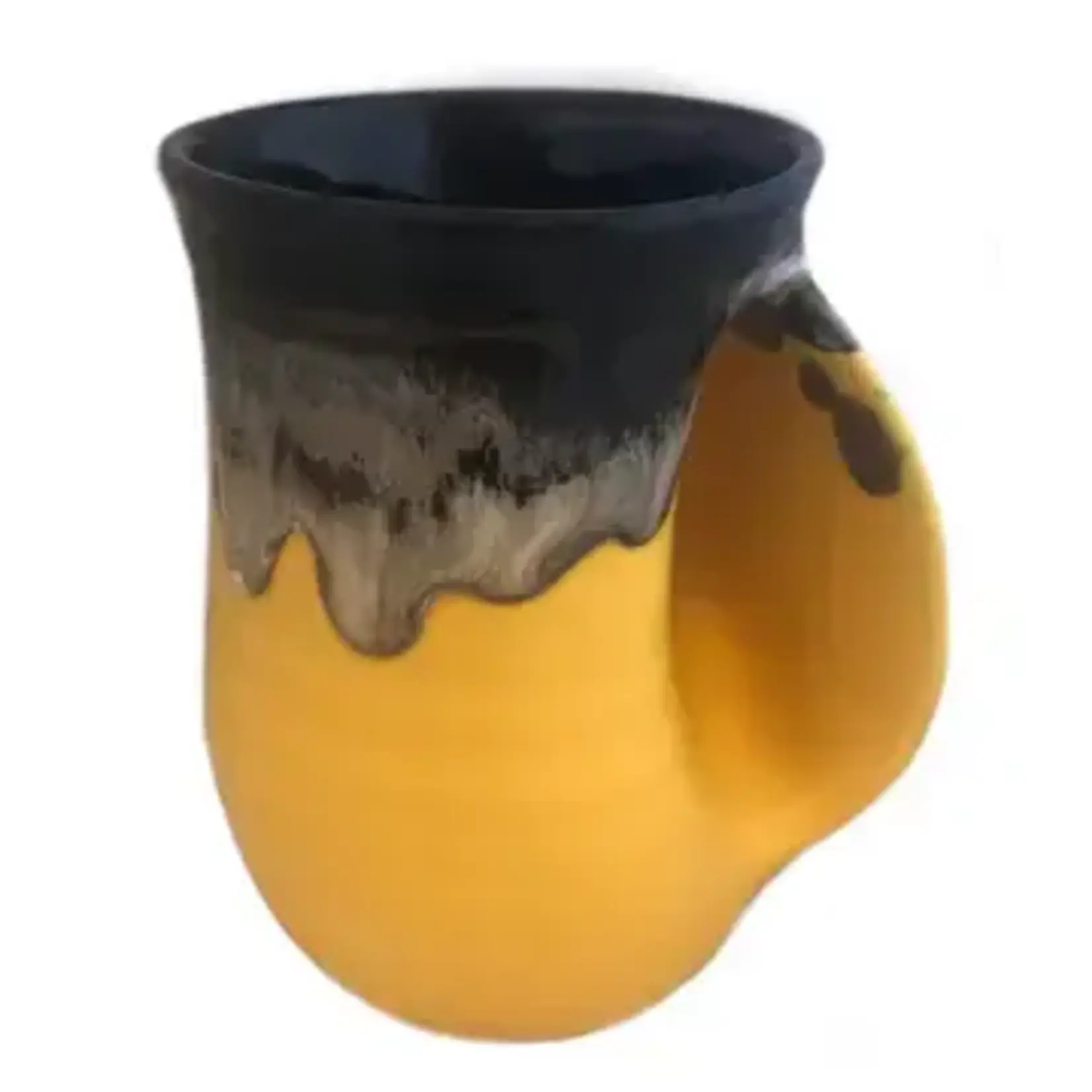 Clay in Motion Original Handwarmer Mug - Black Yellow / Right Hand