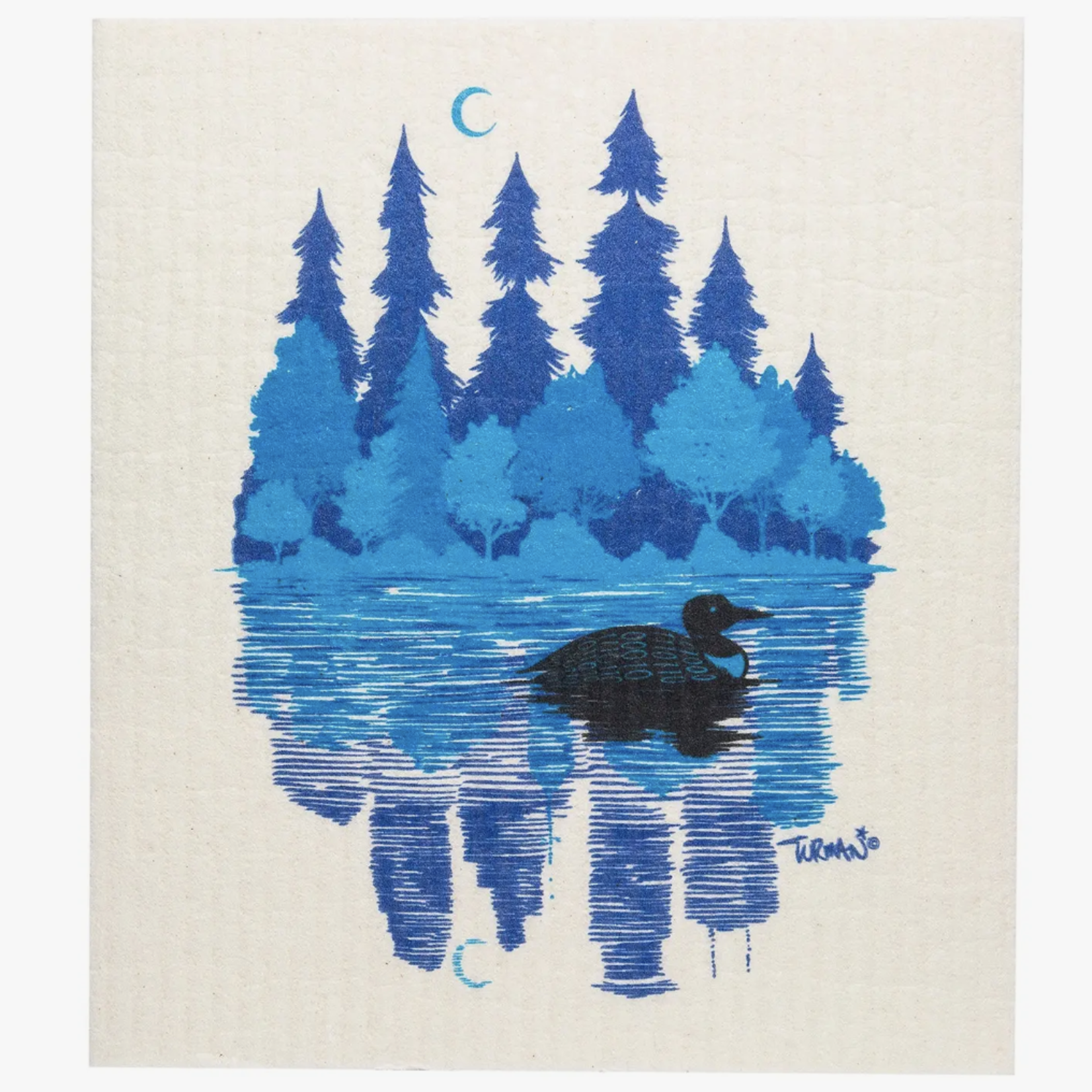 Adam Turman Artwork Adam Turman - Loon Swedish Dishcloth