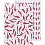 Danica Brands Dishtowel Set/2 - Chili Peppers Carmine Red