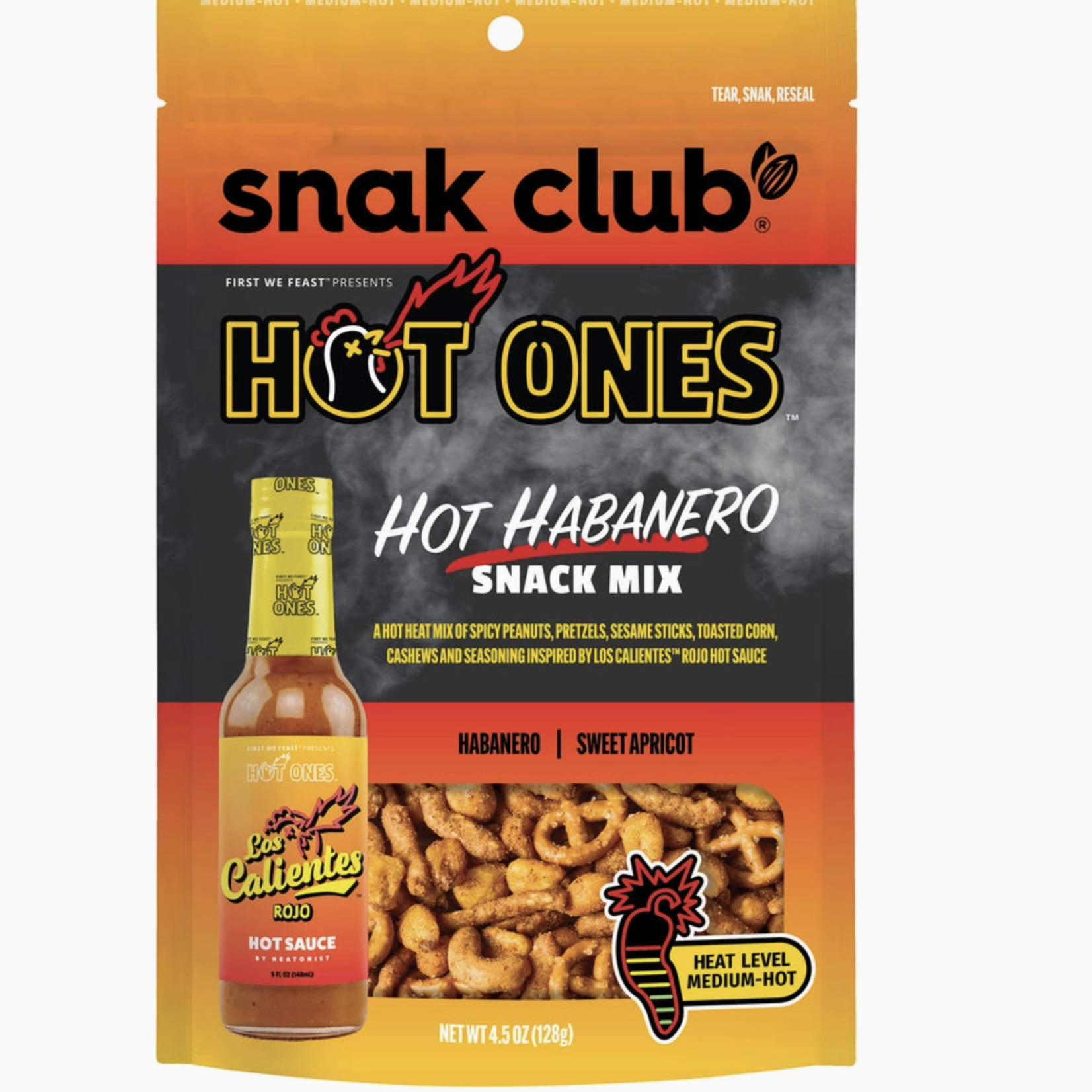 Snak Club Hot Ones Hot Habanero Snack Mix, 4.5oz Bag