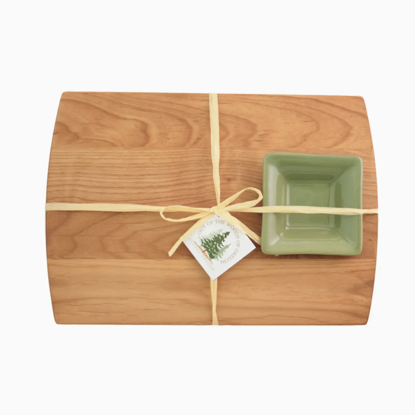 Out of the Woods of Oregon Square Bread & Oil Board with Bowl - Olive Green