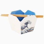 Urban Tokyo Takeout Serving Bowl w/ Chopsticks Hokusai Wave