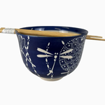 Urban Tokyo 18oz 5"D Donburi Bowl With Chopsticks Set Tombo Dragonfly Design (4/16) | Urban Tokyo