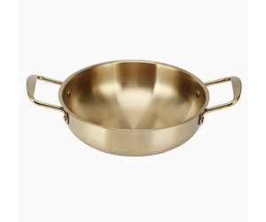 Koreaanse Pan Met Dubbele Handgreep - Multifunctionele Aluminium Steelpan In Goud Voor Gasfornuis