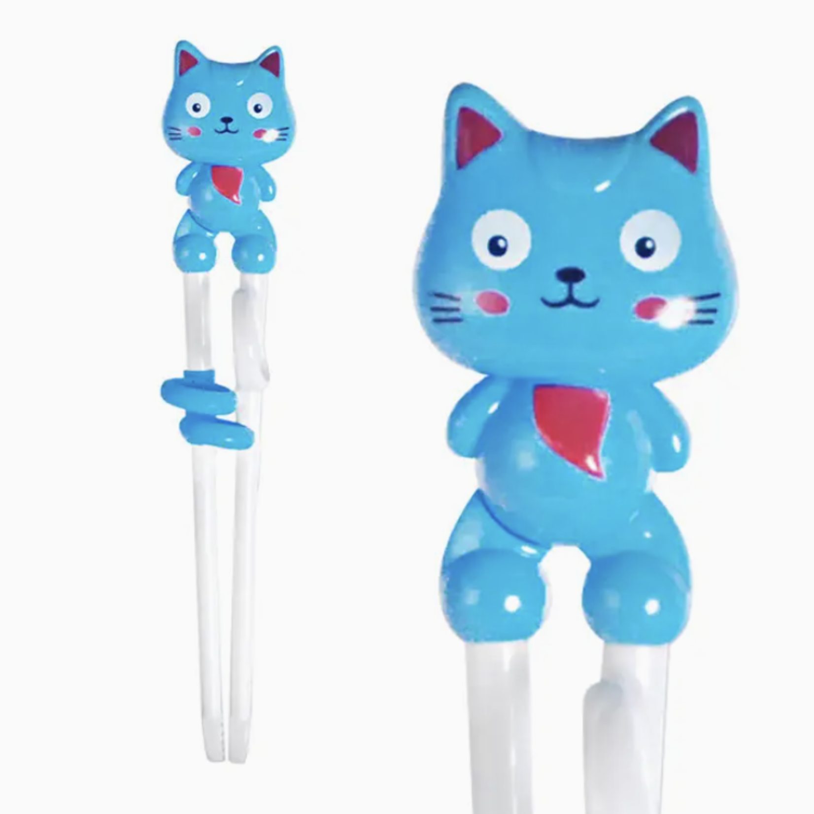 Urban Tokyo Blue Cat Training Chopsticks Plastic w/ Adjustable Silicon