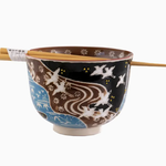 Urban Tokyo Japanese Crane Design 18oz 5.25"D Bowl With Chopsticks Set