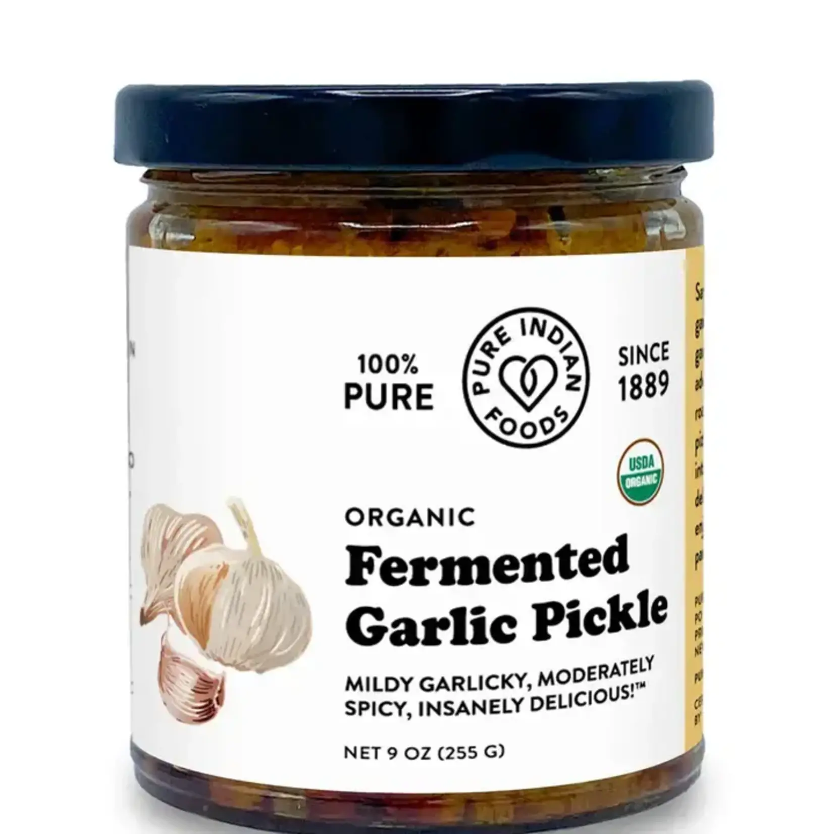 Pure Indian Foods Fermented Garlic Pickle, Certified Organic - 9 oz