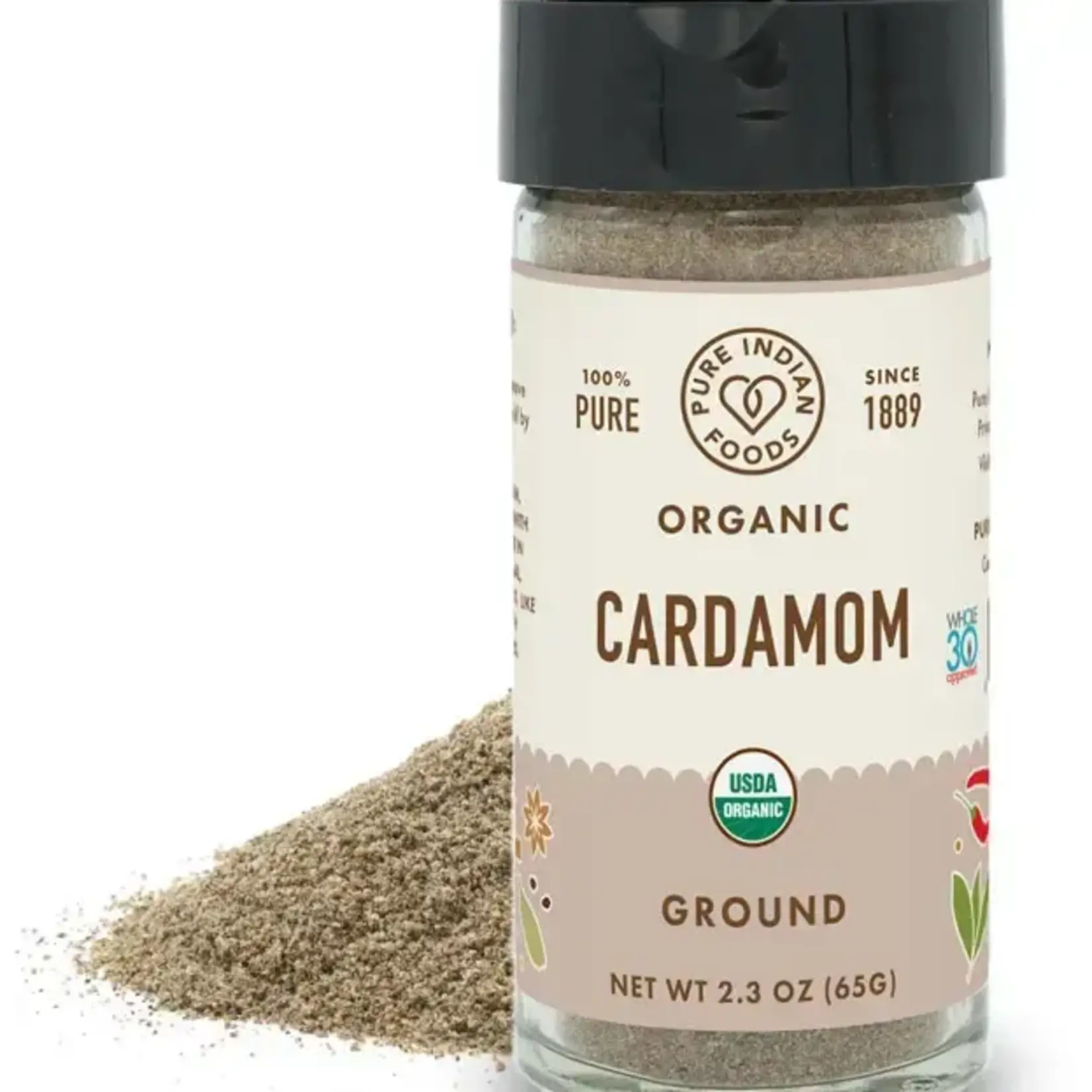Pure Indian Foods Cardamom Green Ground, Certified Organic