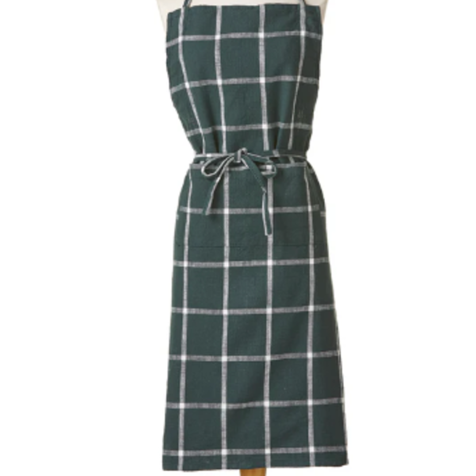Tag Classic Check Slub Apron, Dark Green | Tag
