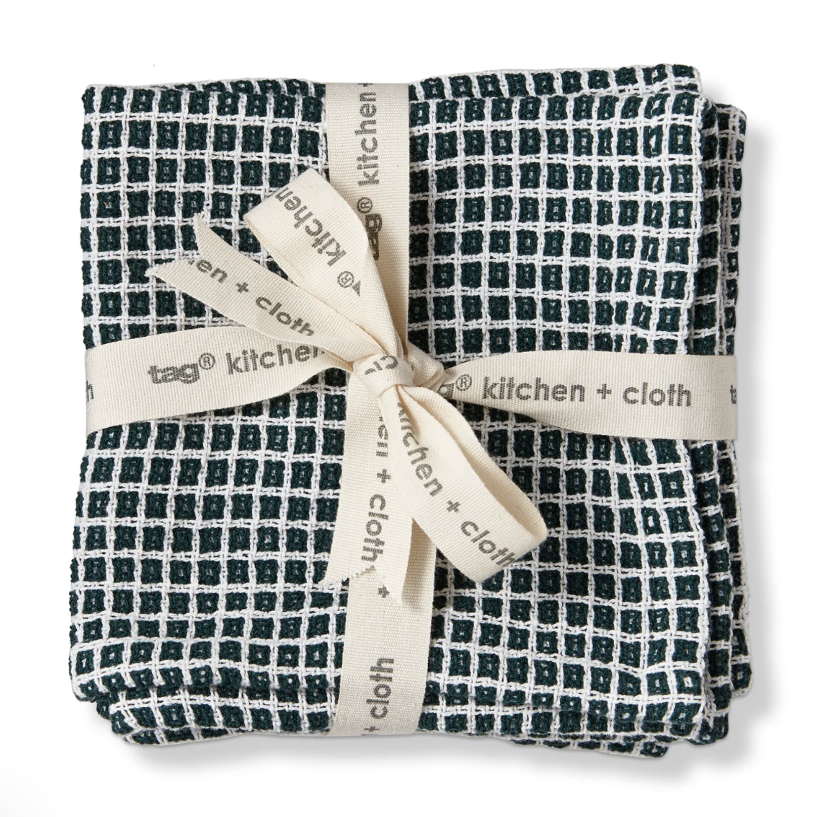 Tag Dark Green TAG TEXTUREDCHECK DISHCLOTH S2 DK GREEN | Tag