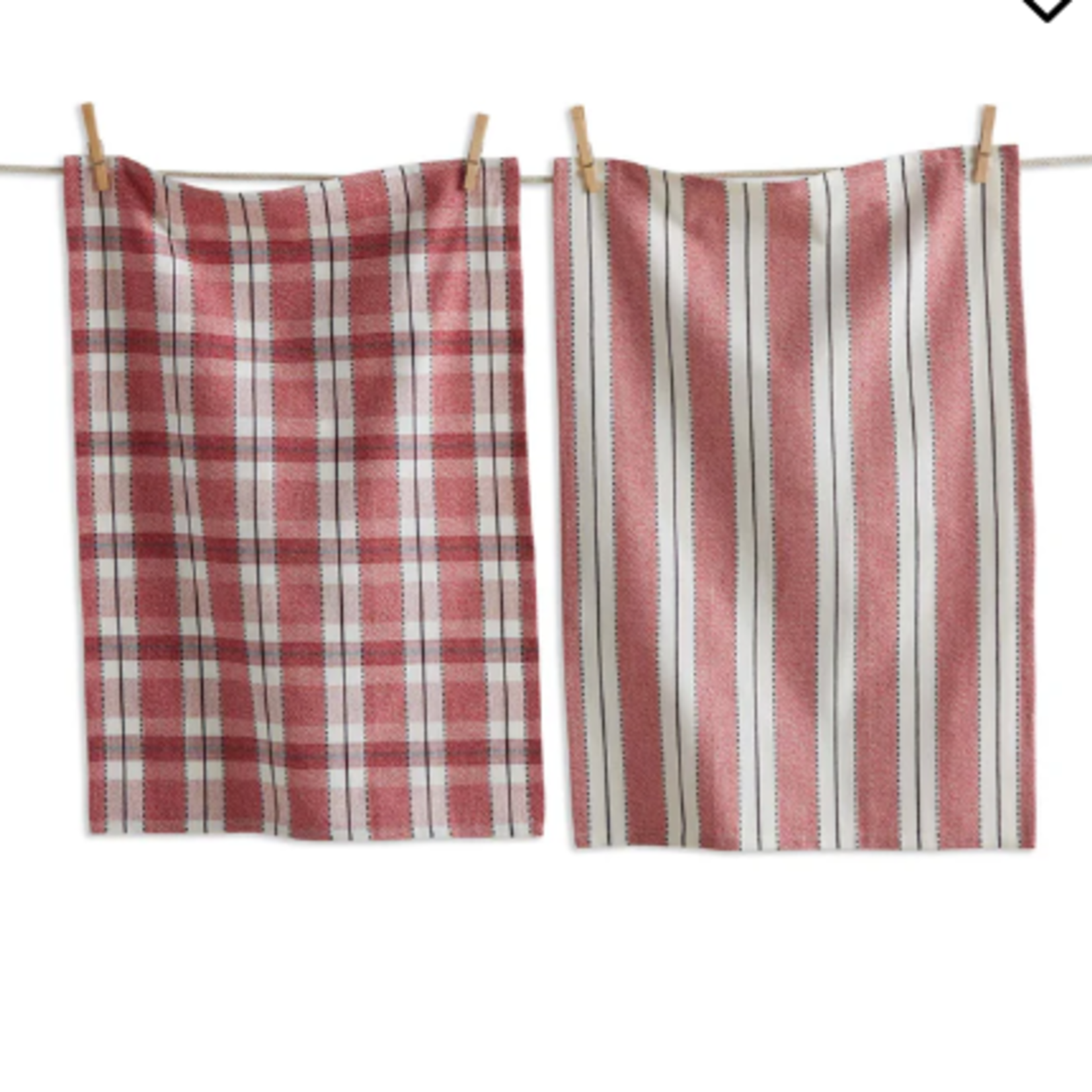 Tag Red Multi STRIPE & PLAID DISHTOWEL S2 RED MULTI
