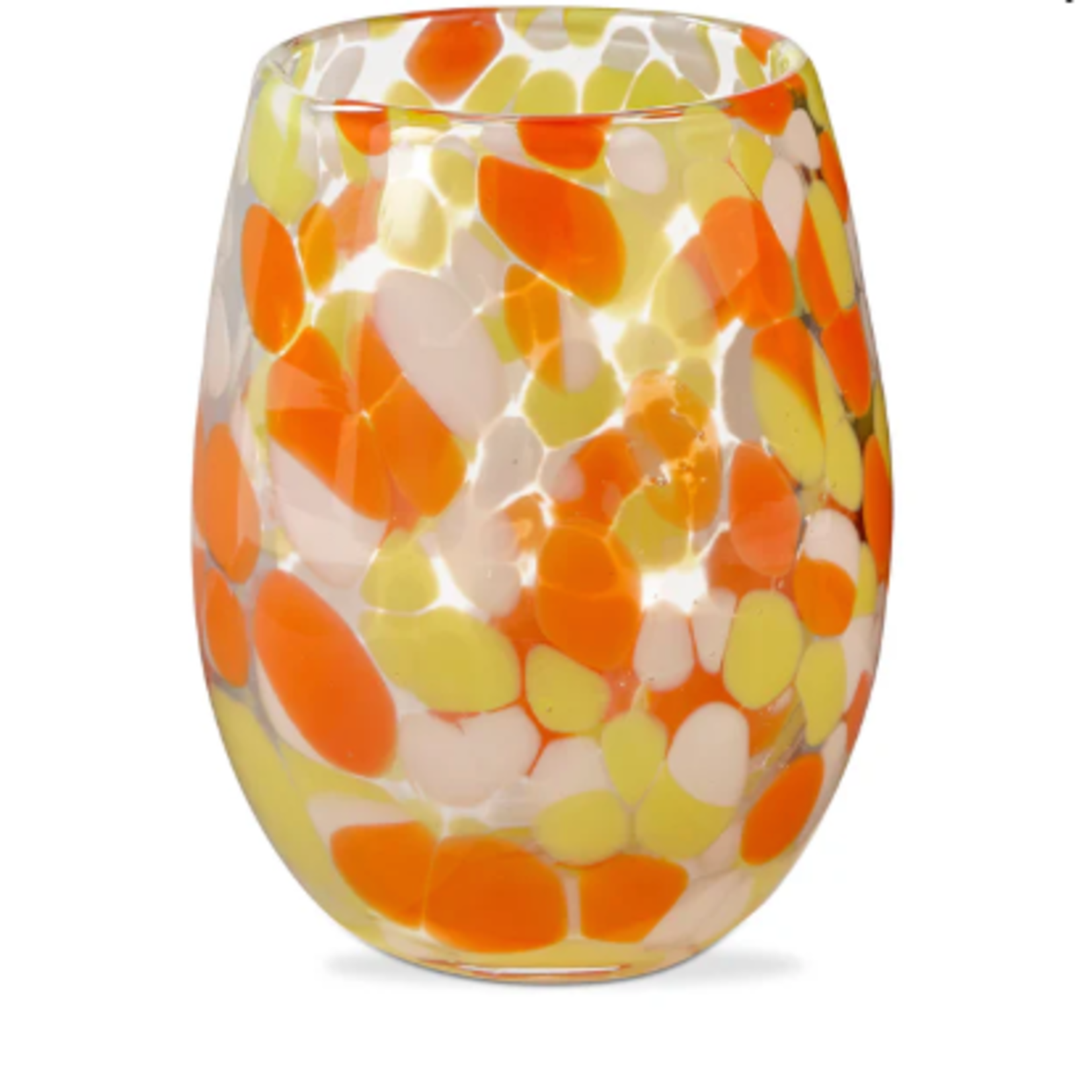 Tag Orange Multi CONFETTI STEMLESS WINE GLASS ORG MULT