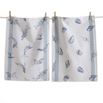 Tag Blue SEA SHELLS DISHTOWEL S/2