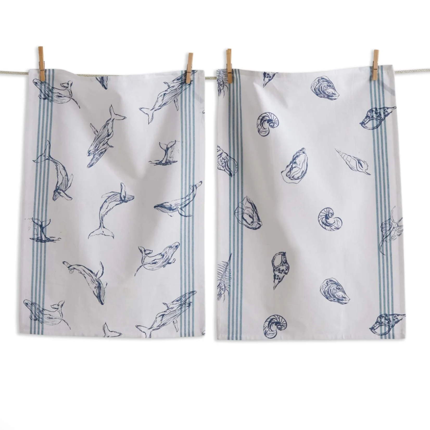 Tag Blue SEA SHELLS DISHTOWEL S/2