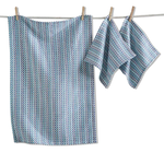 Tag Blue Multi VARIEGATED DISHTOWEL & CLOTH S/3 BLUE