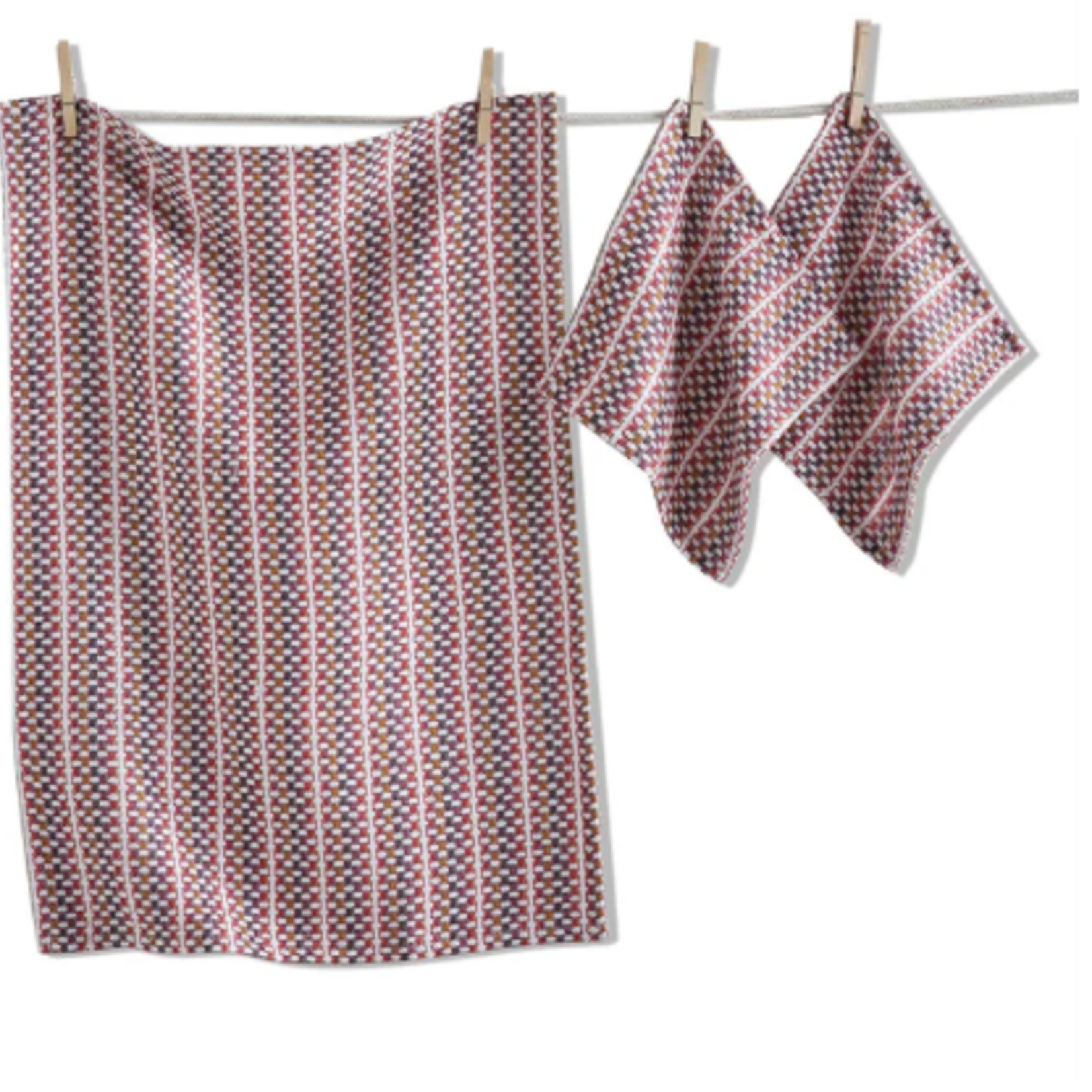 Tag Multi Harvest VARIEGATED DISHTOWEL & CLOTH S/3 HAR