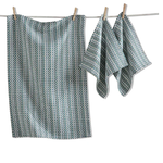 Tag Green Multi VARIEGATED DISHTOWEL & CLOTH S/3 GREEN