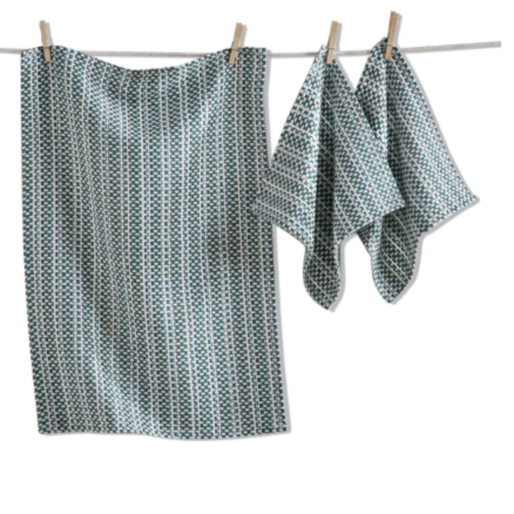 Tag Green Multi VARIEGATED DISHTOWEL & CLOTH S/3 GREEN
