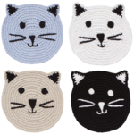 Danica Brands Crochet Coasters Set of 4 Assorted - Meow & Furever | Danica Brands