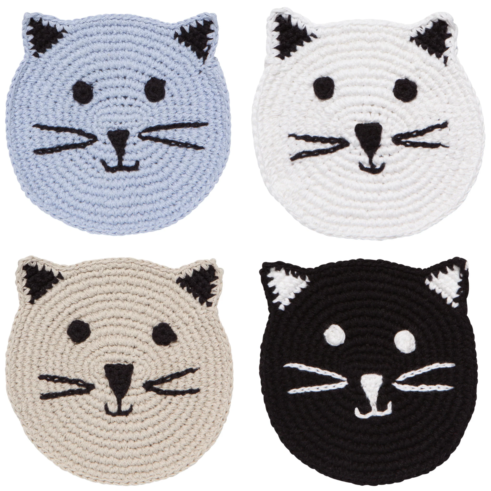 Danica Brands Crochet Coasters Set of 4 Assorted - Meow & Furever | Danica Brands