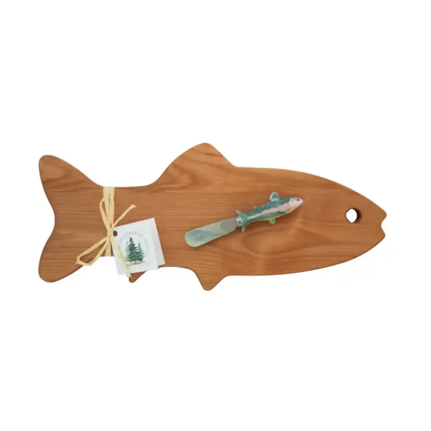 Out of the Woods of Oregon Fish Shape Serving Board with Salmon Spreader, Large 18 x 8