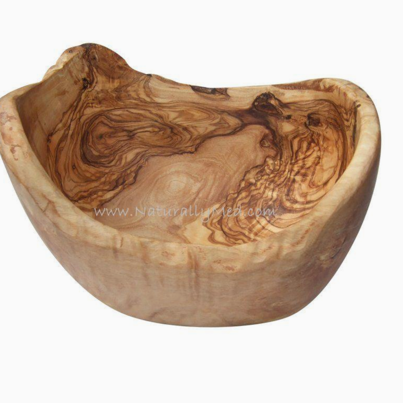 Naturally Med Olive Wood Natural Boat Shaped Fruit / Salad Bowl 12.5” | Naturally Med