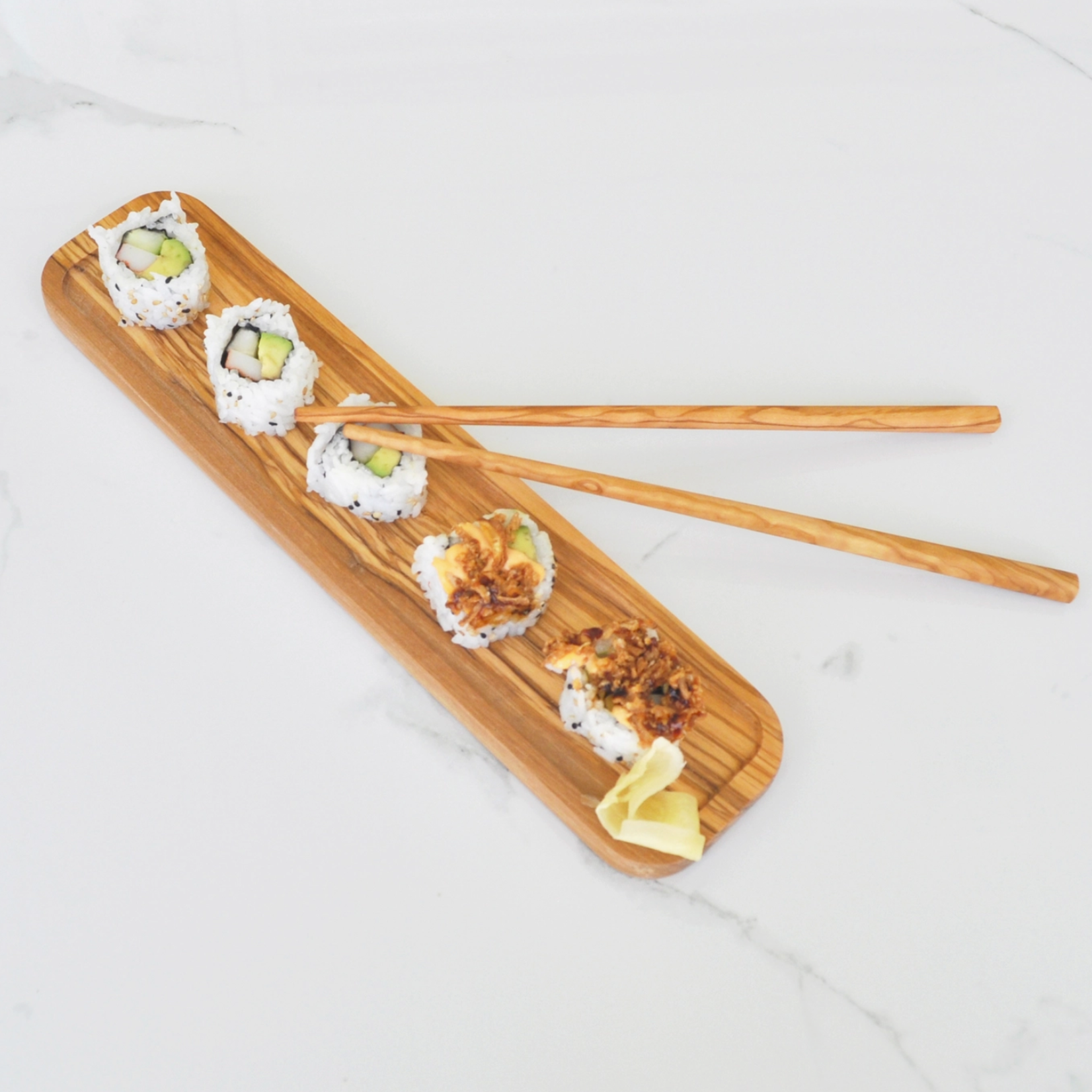 Naturally Med Olive Wood Gift Set - Sushi Board and Chopsticks